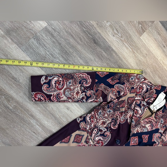 Chico’s Paisley Print Lined Colorful Trench Coat Button Front Size 0 US 4/6 NWT - Picture 8 of 12